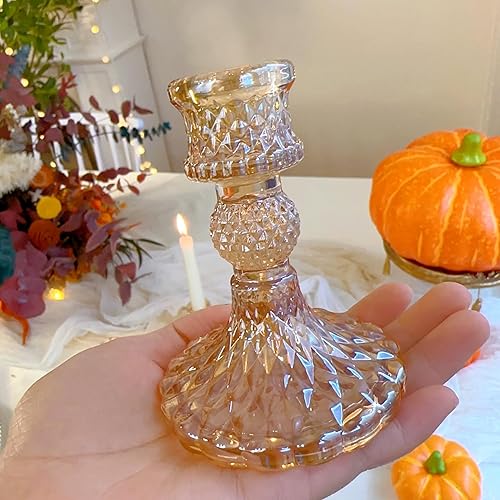 Miniatura 7 de Portavelas de cristal, portavelas cónico a rayas, juego de 6 candelabros para centros de mesa, decoración del hogar, bodas, festivales y fiestas