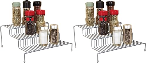 Kitchen Details Estante de especias de 3 niveles | Estante organizador | Encimera | Despensa | Armario de cocina | Gris (paquete de 2)