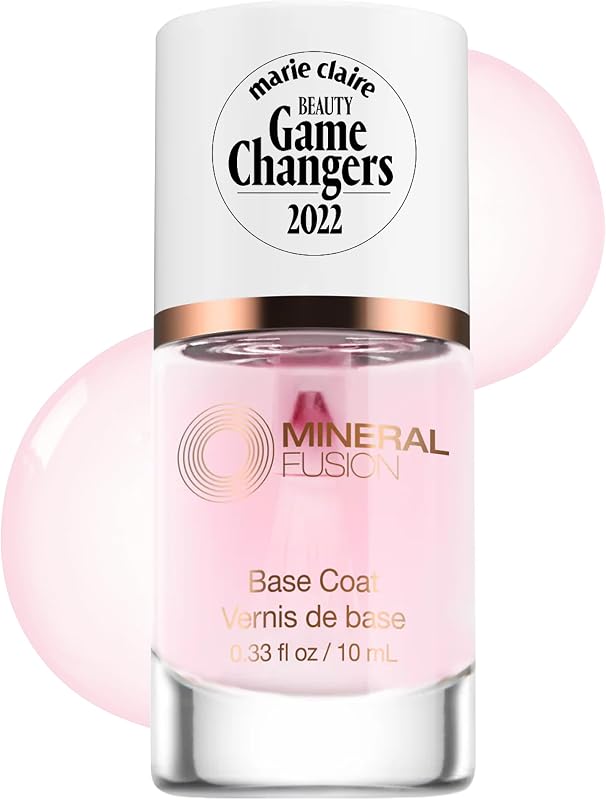 Mineral Fusion Base Coat Nail Treatment, 0.33 Fl Oz | Extend the Length of Manicures, Protect Against Chipping, Peeling Nail Polish, Long Lasting, Nail Strengthener, Vegan