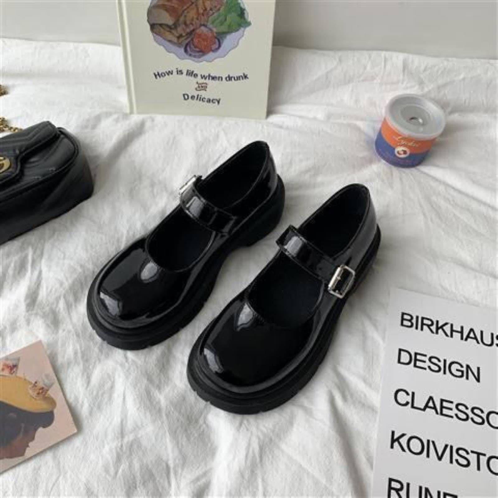 RMUNSK Plus Size 43 44 Harajuku Lolita Shoes Women Japanese E Girl Chunky Platform Costume Student Mary Jane Black Shoe