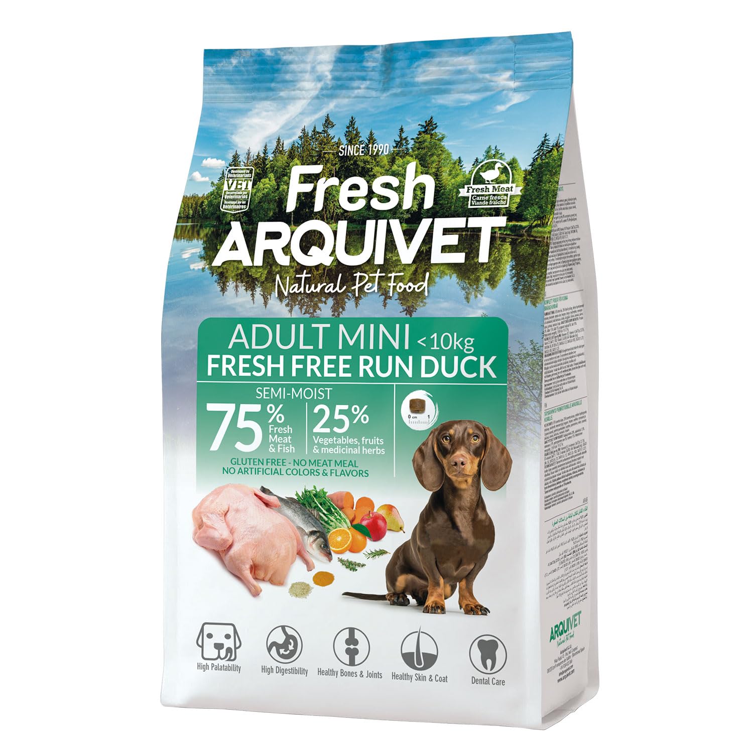 Fresh MINI Semi-Moist Duck Food for Dogs - Arquivet - Dog Food 2,5kg.