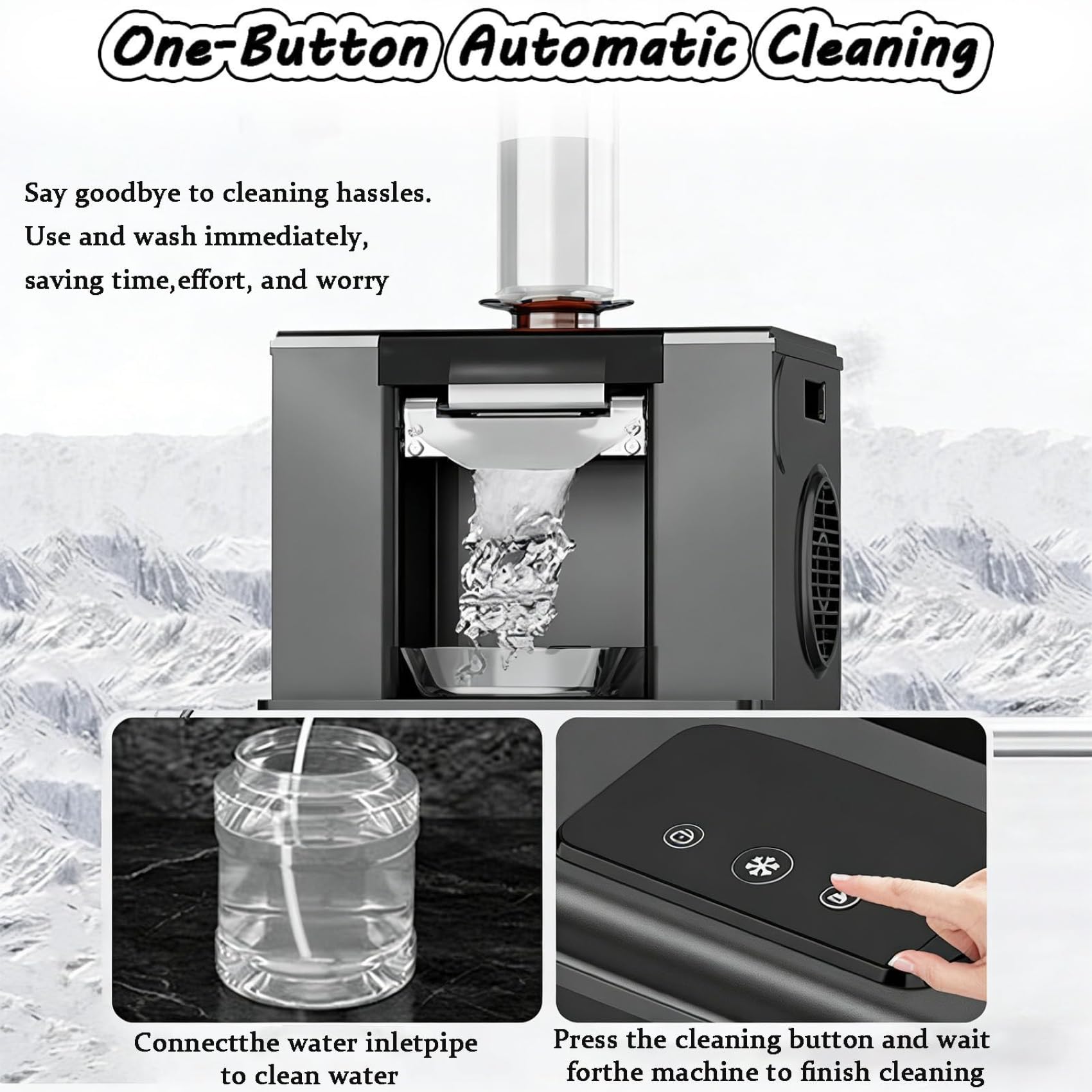 Tritaghiaccio Elettrico, Macchina Automatica per Granite con capacità di 750 ml, autopulente, Funzionamento con Un Solo Tocco per casa, Feste e attività Commerciali.