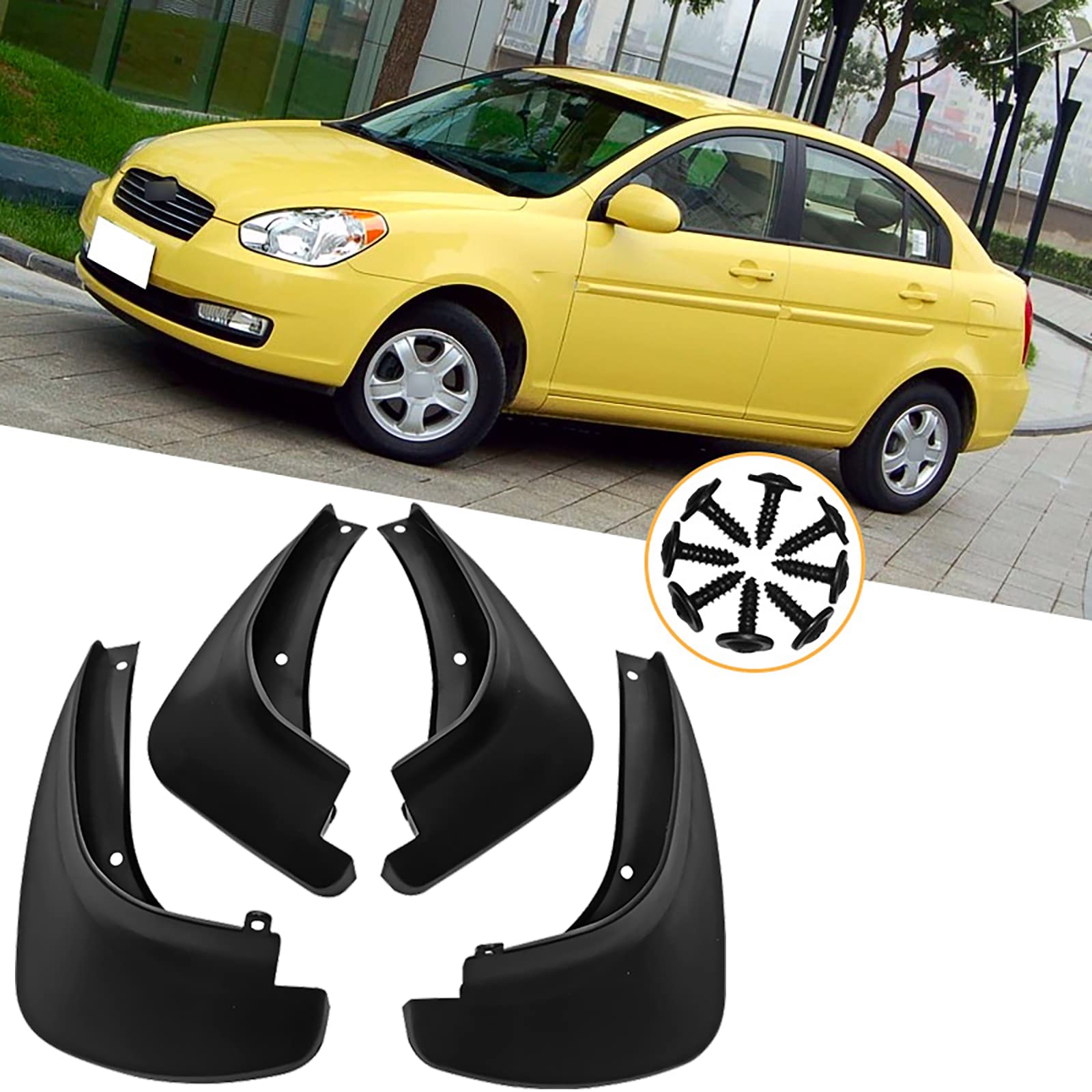 Garde-Boue pour Auto Hyundai Accent 2006-2010 Bavettes Accessoires 4pcs