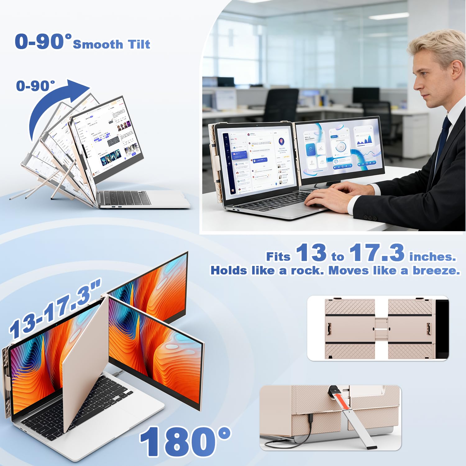 Teamgee Extensor de Pantalla para Laptop de 14.1 Pulgadas, Monitor portátil IPS FHD 1080P Compatible con portátiles de 13 a 17 Pulgadas” (Dual 14.1")