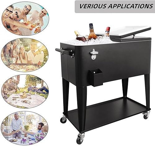 Miniatura 3 de Nattork - Carro enfriador con ruedas de 80 cuartos de galón, baúl de hielo con ruedas para patio al aire libre, terraza, portátil, para exteriores,