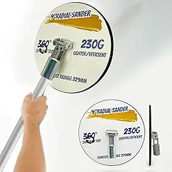 Lixadeira manual de parede seca radial de 23 cm, bloco de lixamento de parede seca de 23 cm para polimento e pintura, lixadeira de parede seca de raio de 360° para teto, parede, madeira, piso