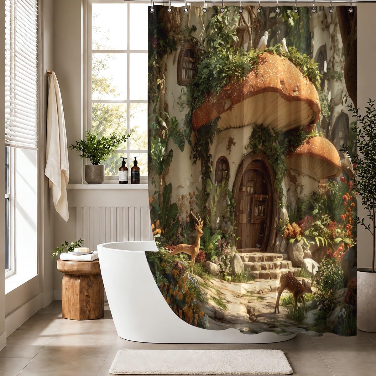Tenda Doccia 240x200 cm Marrone Antimuffa e Impermeabile Poliestere