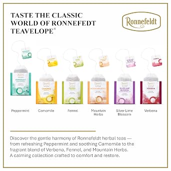 Ronnefeldt Teavelope Peppermint Naturally Caffeine-Free Herbal Tea with Pure Peppermint 25 Individually Wrapped Tea Bags