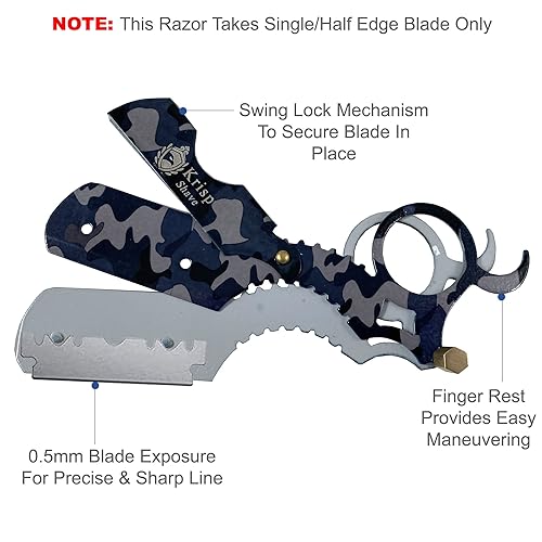 Miniatura 2 de Krisp Beauty Maquinilla de afeitar de borde recto profesional clásica para afeitarse cerrado - Afeitadora de afeitado para hombre de calidad de