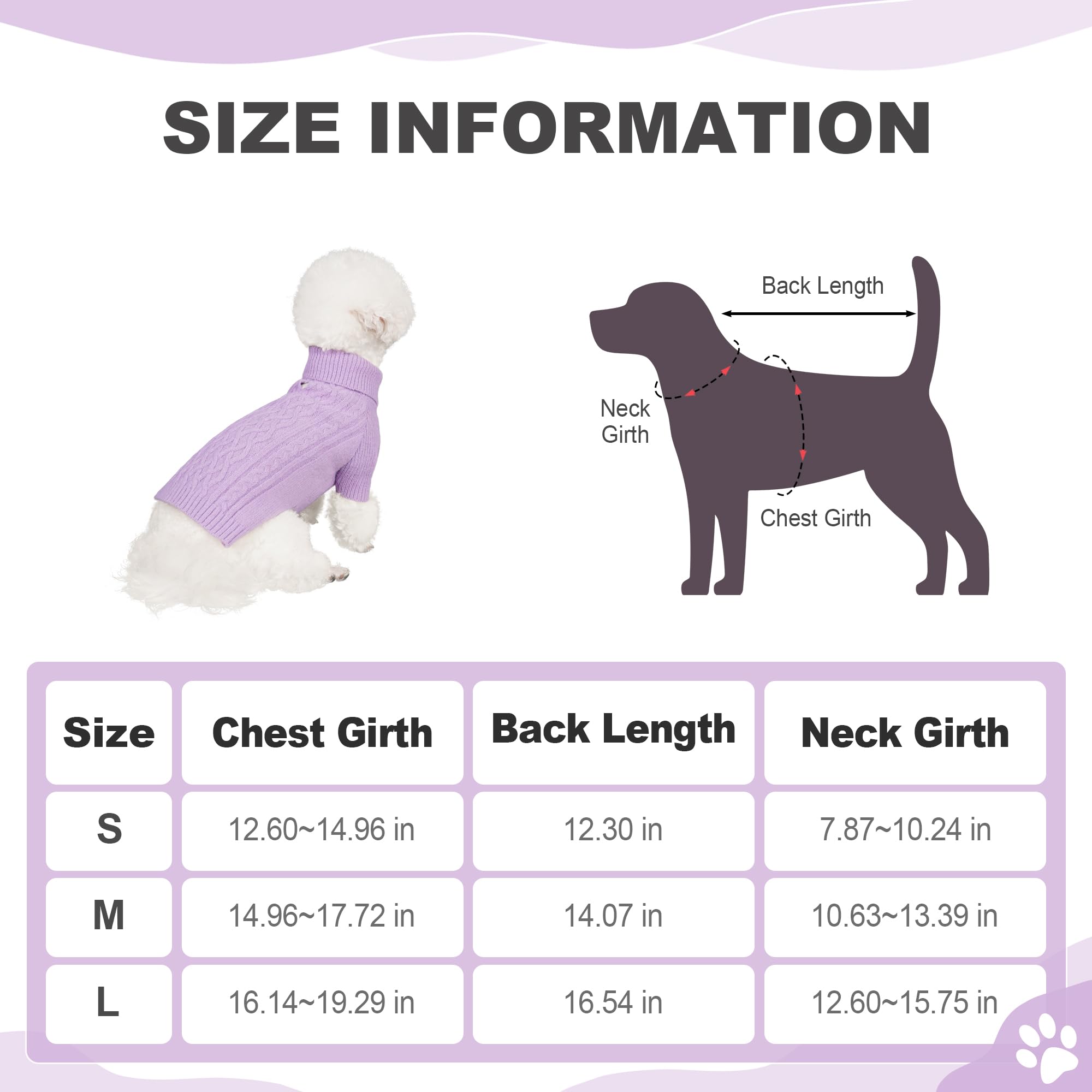 YUDODO Small Pullover Sweater for Cold Winter - Cable Knitwear Classic Turtleneck Thick Warm Dog Clothes - Christmas Pet Sweaters for Chihuahua Bulldog Dachshund Pug Yorkie (Small, Purple)