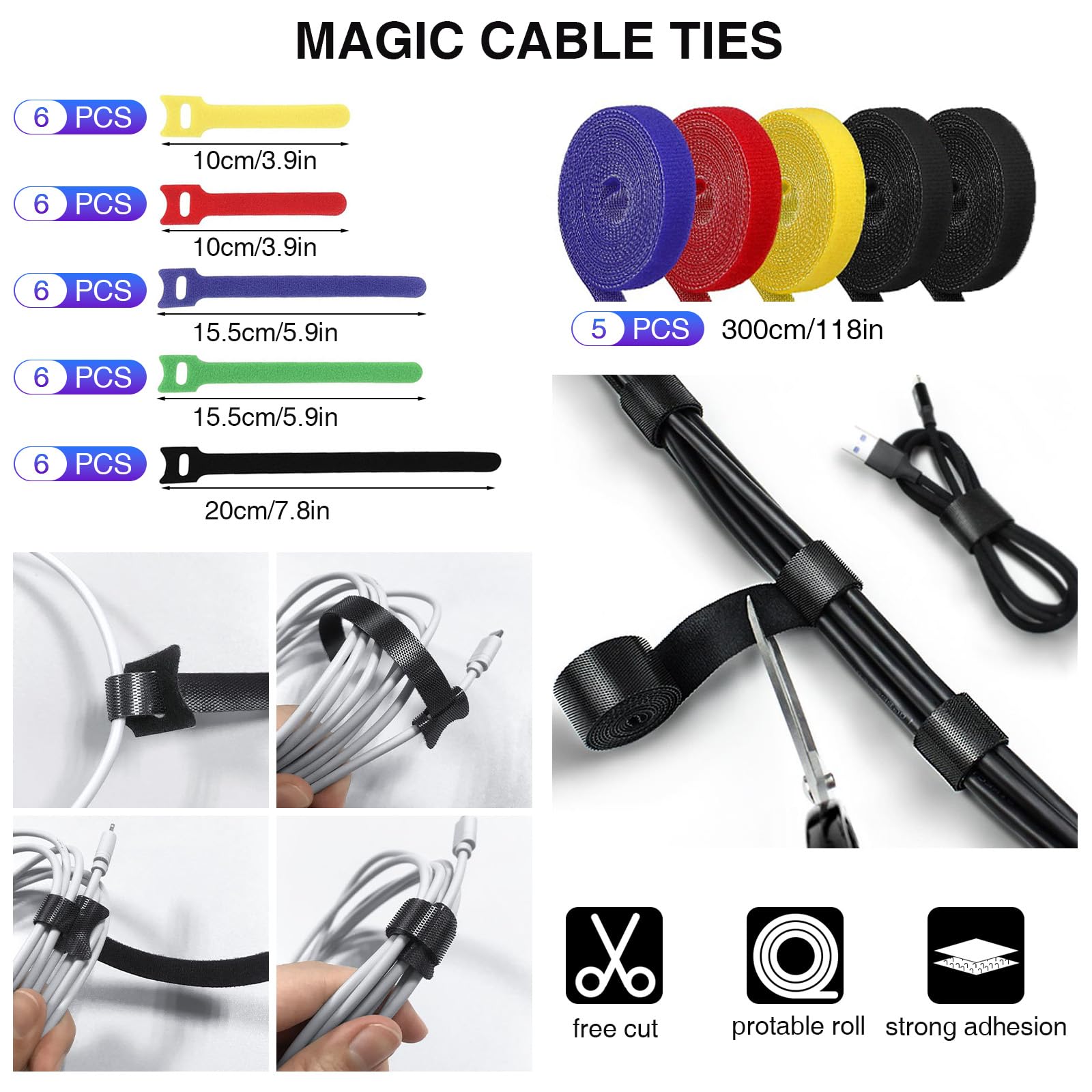 INCHOR 196 Kits De Gestion De Câbles, 100 Attaches De Câble, 40