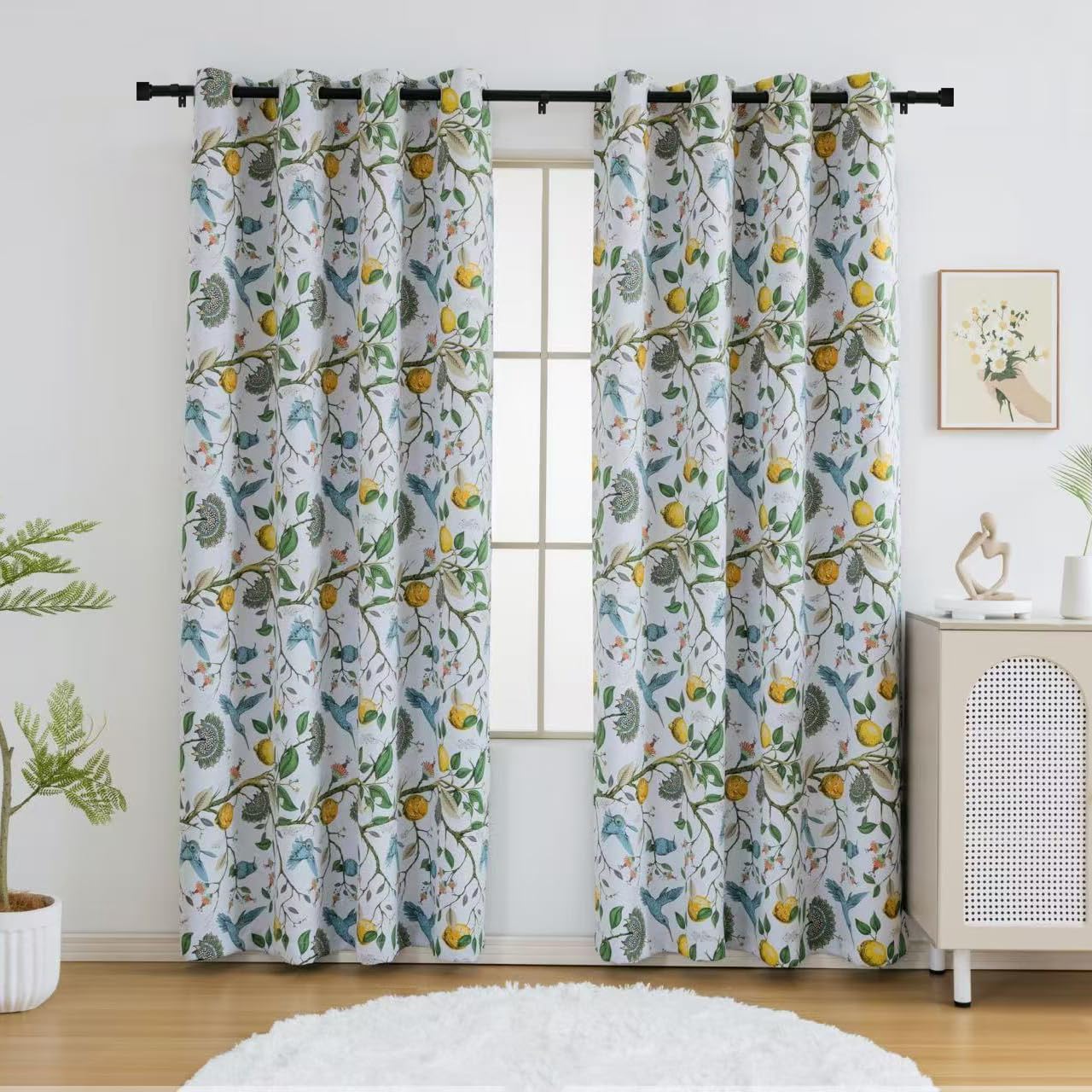 16-48" Curtain Rods with Unique Square Design Ends, 1 inch Heavy Duty Adjustable Curtain Rods for Windows, Black