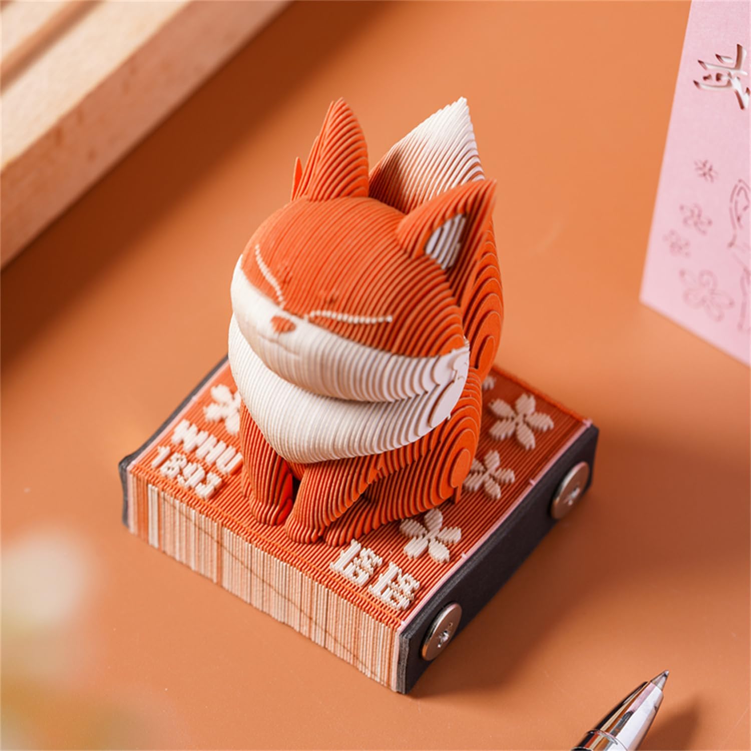 Time Piece Calendar 2026, Fox 3D Calendar 2026, 3D Art Memo Pad DIY Tear Away Paper Carving Sticky Note for Home Office Decoration Christmas Gift (Fox)