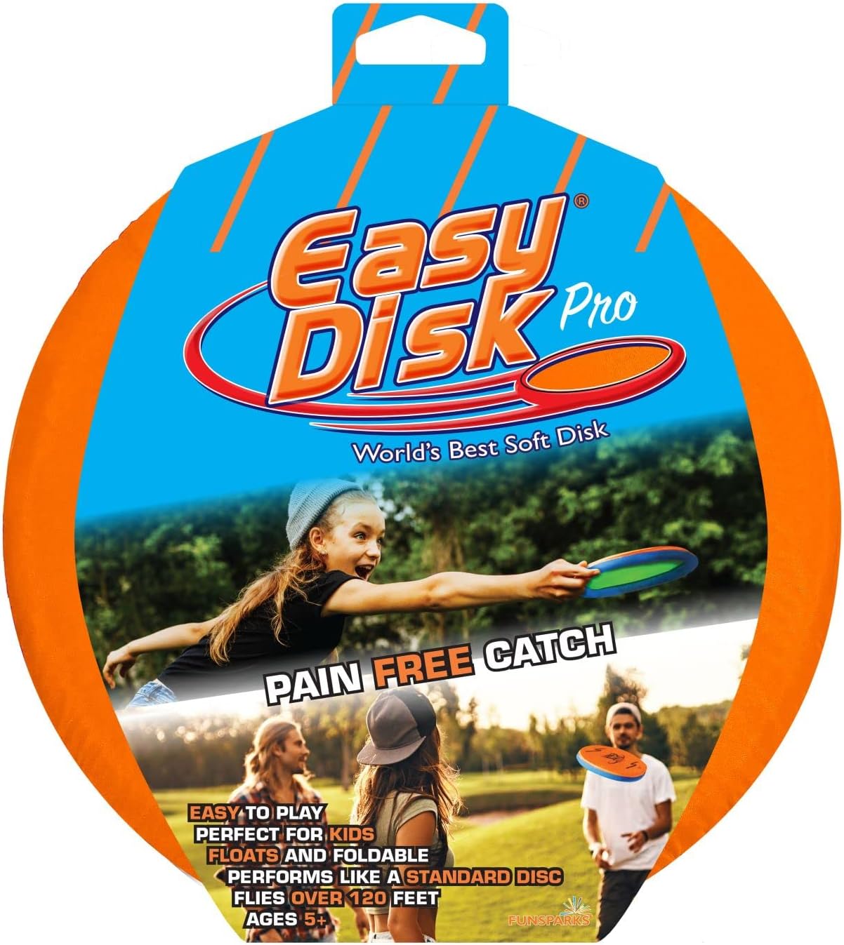 Funsparks Easy Disk: Soft Flying Disc for Pain-Free Throws - Indoor/Outdoor Frisbee for Kids, Beginners & Pros
