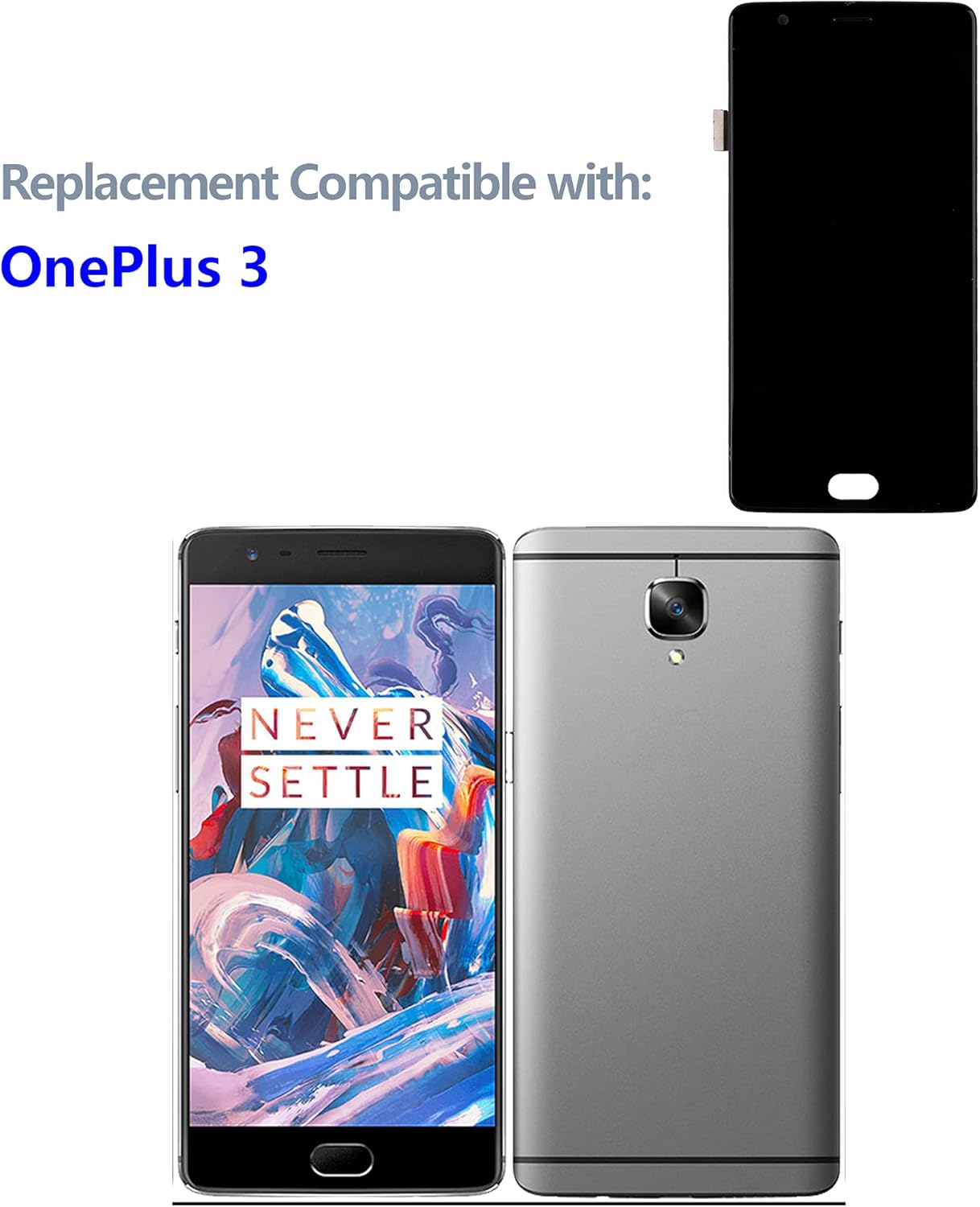 Crеаtіvе Prоduсt Swark AMOLED Display Compatible with OnePlus 3/3T A3010 OnePlus Three 3 A3000 A3003 Touch Screen Digitizer Assembly with Frame (Black)