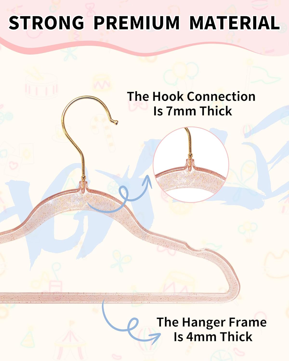 Kids Hangers for Baby,Slim Toddler Hangers with Connector Hooks Closet Organizer, Hangar for Girl Boy Toddler Kids Child