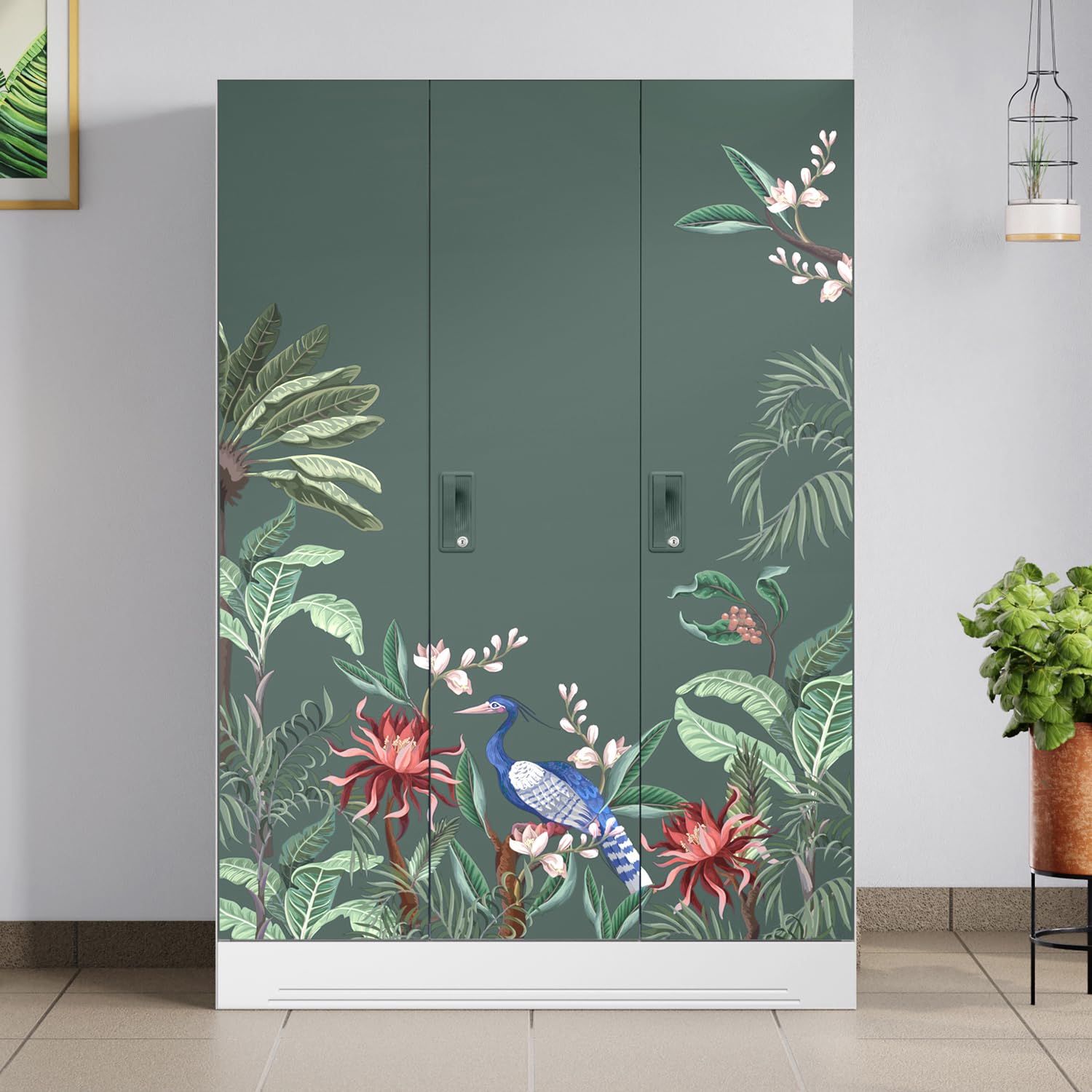 Interio by Godrej Slimline 3-Door Digital Printed Steel Almirah (Enchanted Forest Tree Mist), 1-Year Warranty, 1 Locker-image-21