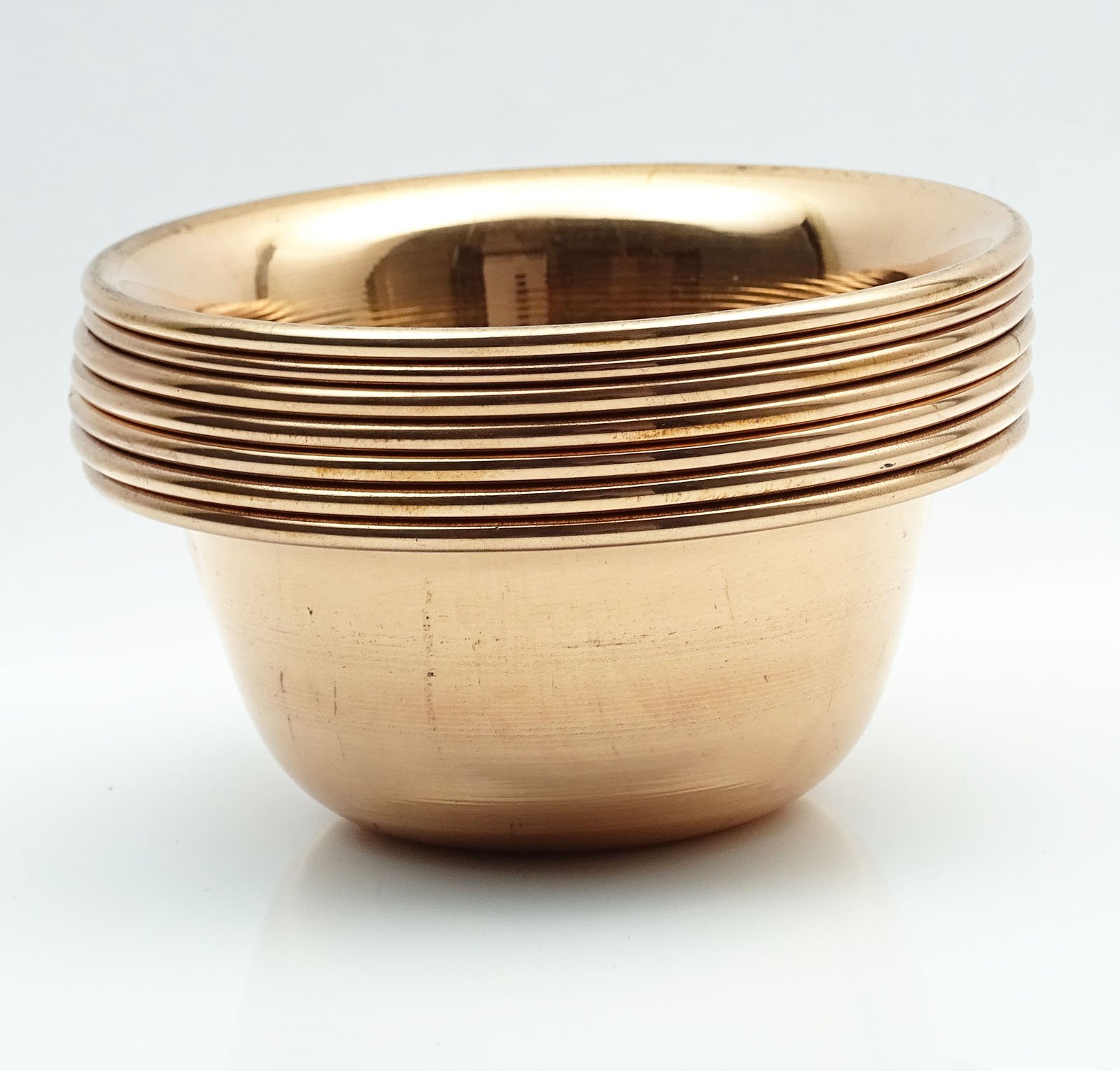 Kitchen Traditional Indian Copper Antique Serving Bowl Set of 7 Pieces