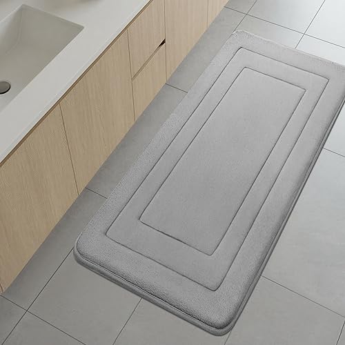 Miniatura 39 de Cupic Cupid Tapete de baño de espuma viscoelástica súper suave, tapete de baño negro antideslizante para suelo de baño, alfombras lavables a máquina