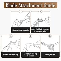 Vista 9 de Facón - Maquinilla de afeitar recta para hombre, kit profesional de afeitar de borde recto con 100 cuchillas, afeitadora barbero japonesa de acero