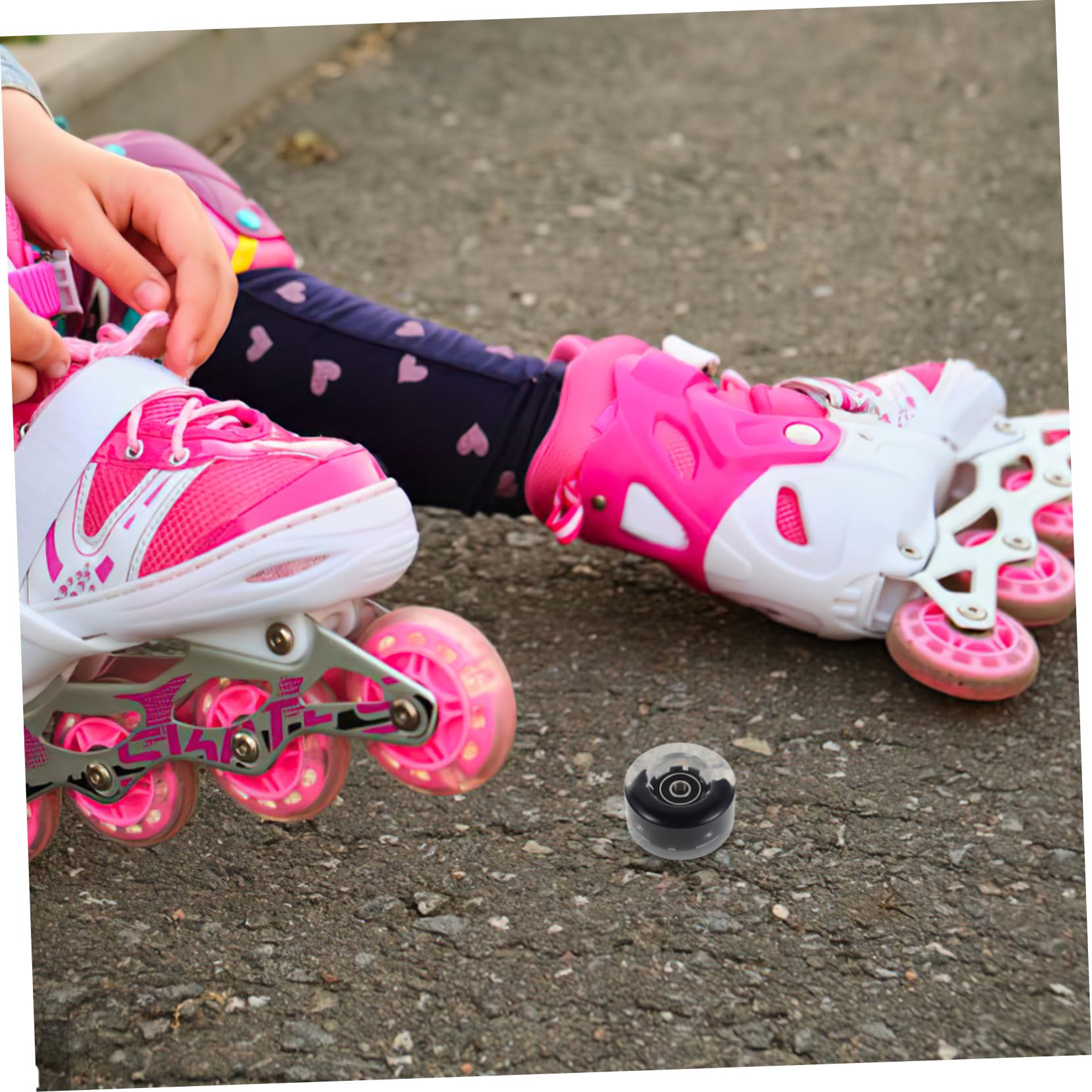 Ruedas de Repuesto para Patines Rodamientos, 8 Piezas, Goma Negra