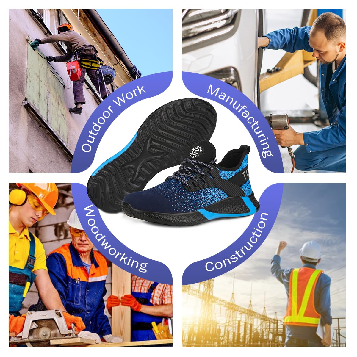 TQGOLD Scarpe Antinfortunistiche Scarpe da Ginnastica Unisex Leggere Antiperforazione Punta in Acciaio Comode Scarpe Sicurezza