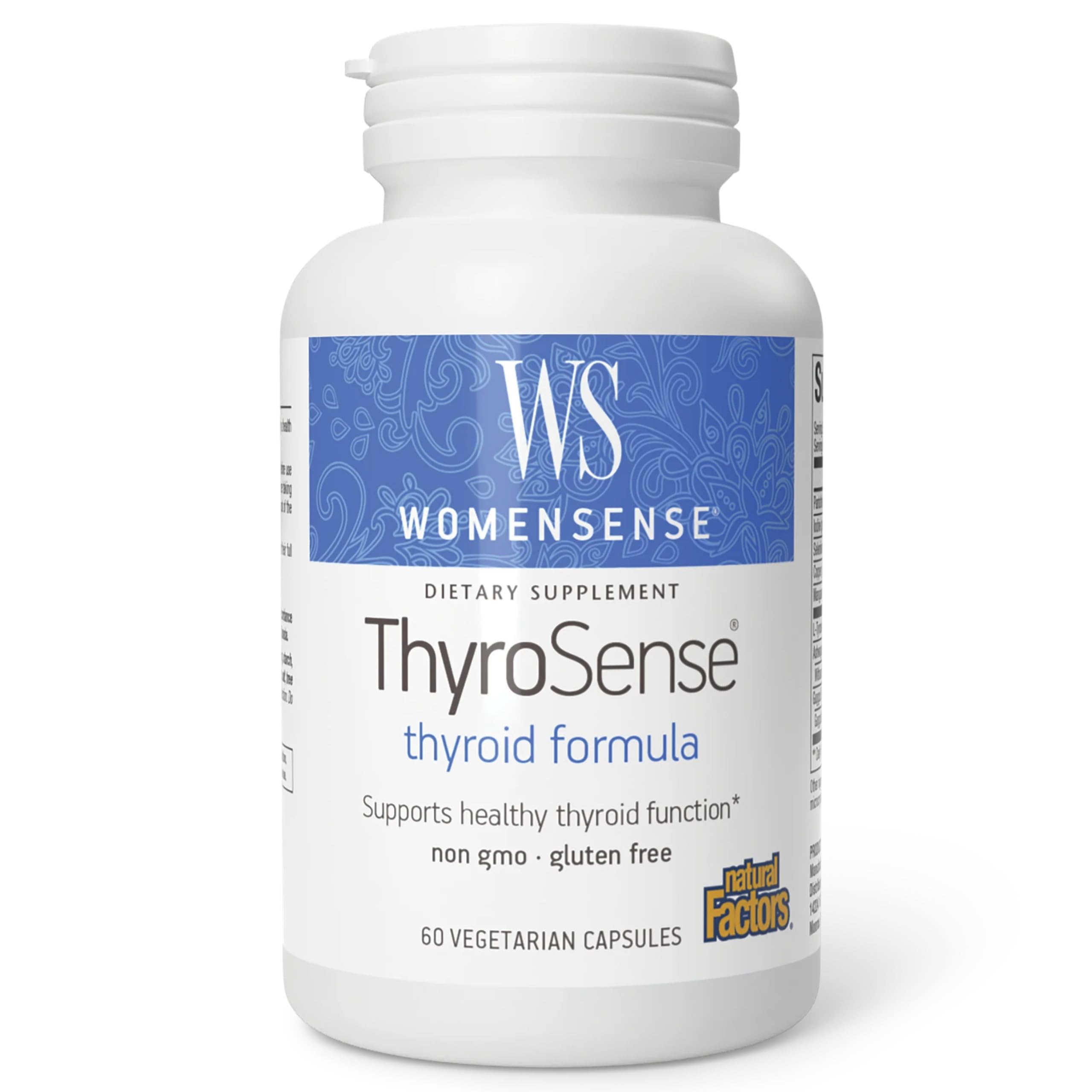 WomenSense ThyroSense by Natural Factors, Natural Supplement to Support Healthy Thyroid Function, Vegetarian, Non-GMO, 60 capsules (30 servings)