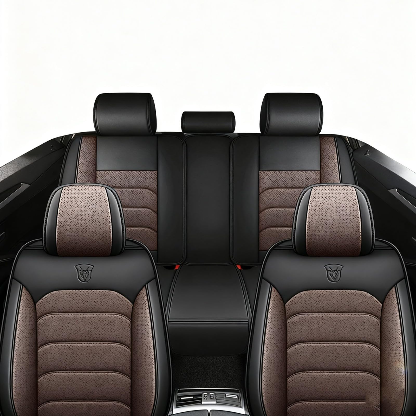 Coprisedili Auto Universale per Volkswagen Amarok,Auto Set Coprisedili 5 Posti Set Completo Lusso Nappa Copertura di Protezione in Pelle(Caffè)
