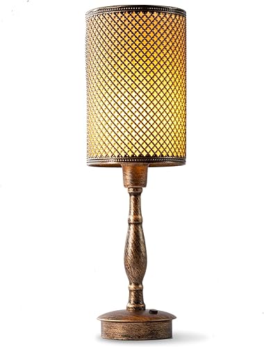 UMEXUS Lámpara de mesa inalámbrica recargable, pequeña lámpara de batería con atenuador, lámpara táctil vintage para mesita de noche, mesita de