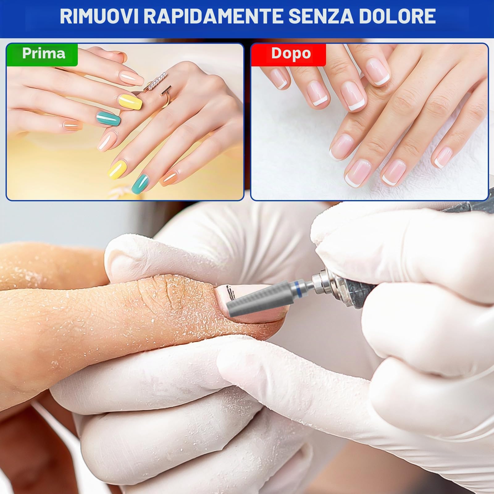 CGBE 5-in-1 Punte Fresa Unghie, Punta Fresa Unghie de Carburo di Tungsteno per Rimuovere Gel Acrilico Cuticola, 3/32 Pollici Punta Fresa Rimozione Gel, Strumenti per Manicure e Pedicure | Punta Fresa Unghie de Carburo di Tungsteno, 3/32 Pollici Punta Fres