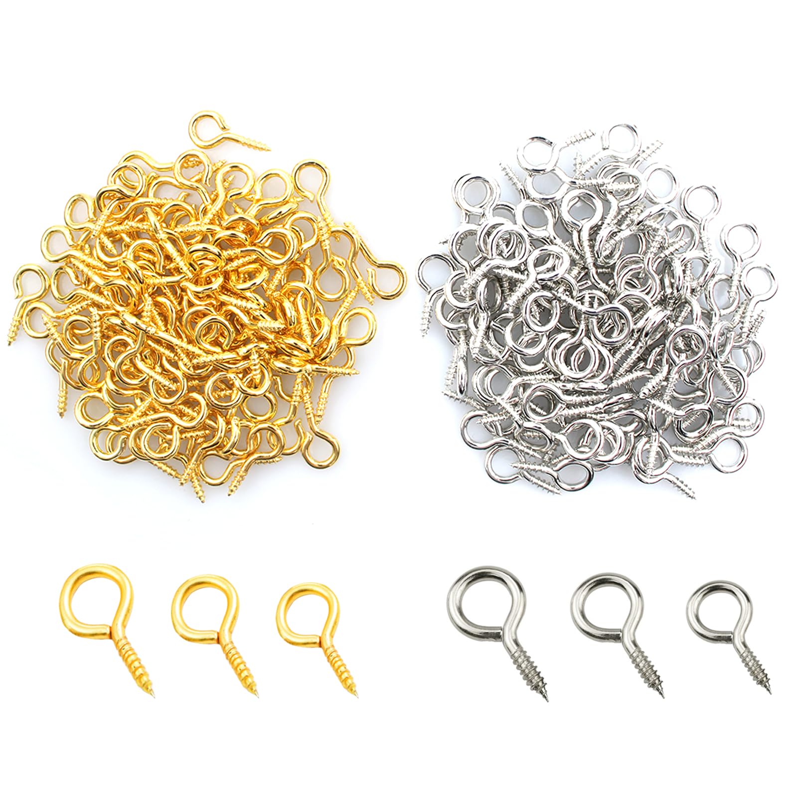 600 Pezzi Occhielli a Vite,Mini Viti a Occhiello Ganci a Occhiello Ganci a Vite Filettati,Bulloni a Occhiello Ganci Avvitabili per Parete,Impiccagione,Fai da te Artigianato (12mm/10mm/8mm)