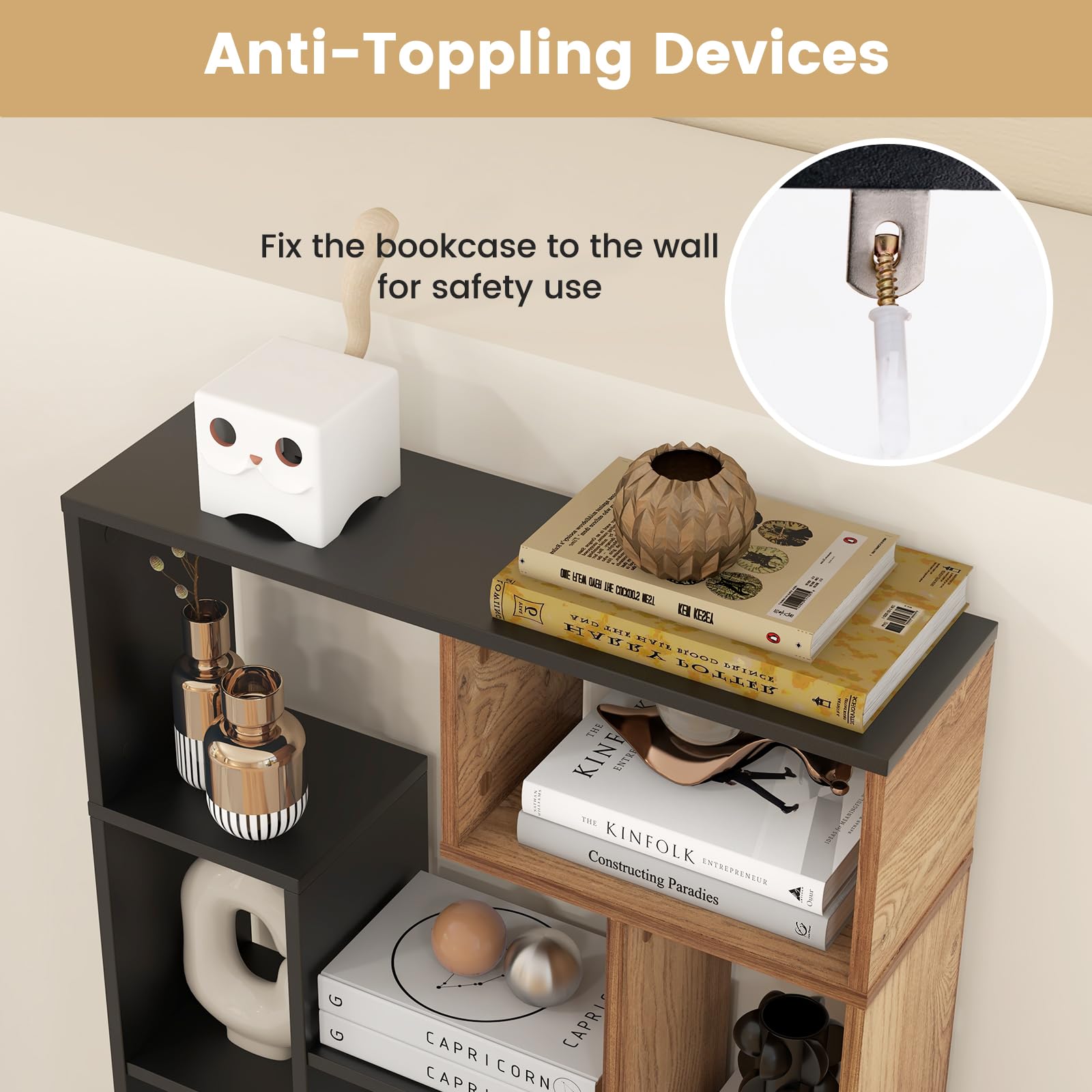 11-Cube Geometric Bookshelf, 120cm Wooden Bookcase Storage Rack - View #11