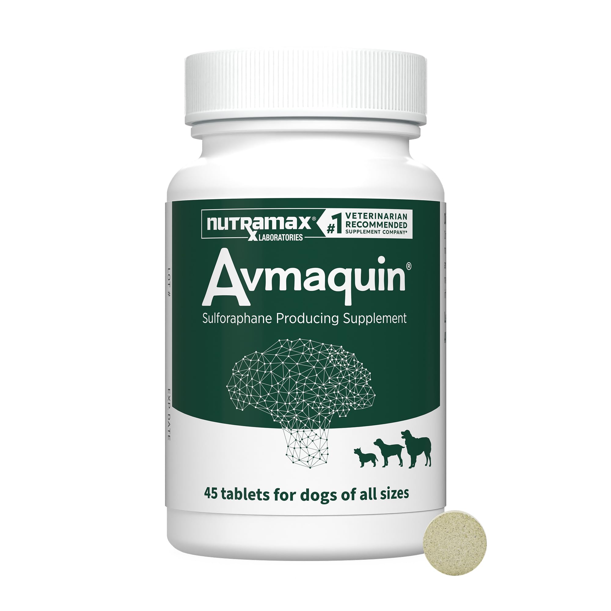 Nutramax Avmaquin Sulforaphane Producing Supplement for Dogs, 45 Tablets