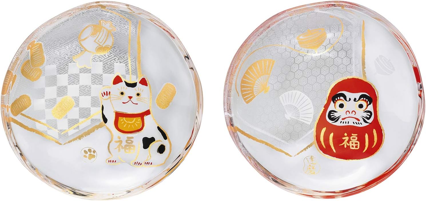 Aderia S-6283 Small Plates, Glass Plates, Medeta Mono Lucky Bean Plates Pair Set, Japanese Presentation Box, Birthday Gift, Present