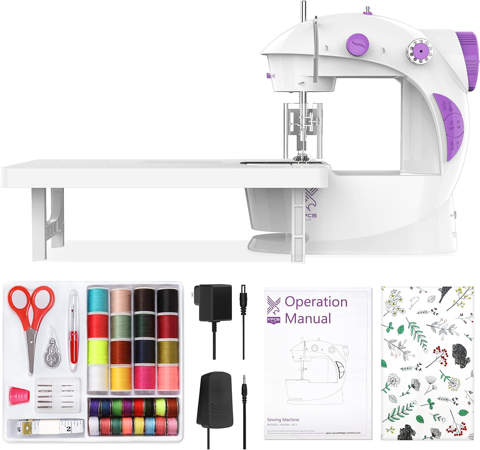 Mini Sewing Machine for Beginners, Electric Sewing Machines with 42PCS Sewing Tools and Extension Table, Gift for Kids