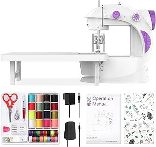 Mini Sewing Machine for Beginners, Electric Sewing Machines with 42PCS Sewing Tools and Extension Table, Gift for Kids