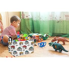 Essme Rectangular Monster Truck Baskets Boys Basket,Kids Storage Bins with Handles for Car Decor, Racing Storage BinMonster truck