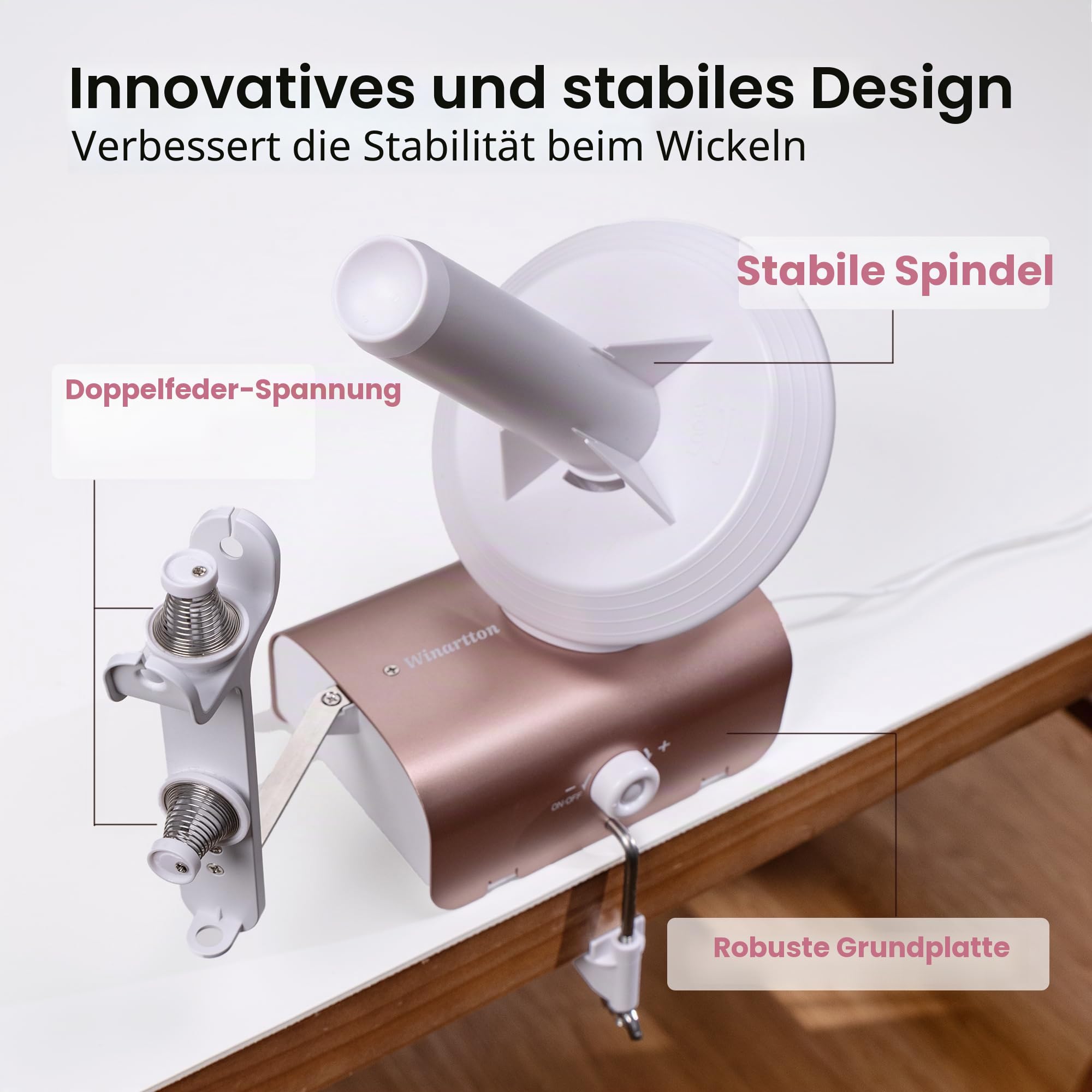 Elektrischer Garnwickler zum Häkeln, Heavy-Duty Garnkugelwickler 10 oz große Kapazität, automatischer Garnkuchenwickler Spinner Roller, Häkelwerkzeuge Zubehör für Strickliebhaber (patentiert