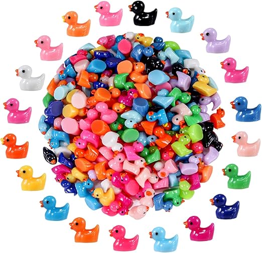 200 Pcs Mini Duck Set: 20 Colors, 10 Ducks Each, Dimensions 0.7 x 0.6 x 0.4 Inches, Perfect for Dollhouse, Mini Fairy Gardens, Aquarium Landscapes, Potted Plants, Hide and Seek Games, and Creative DIY