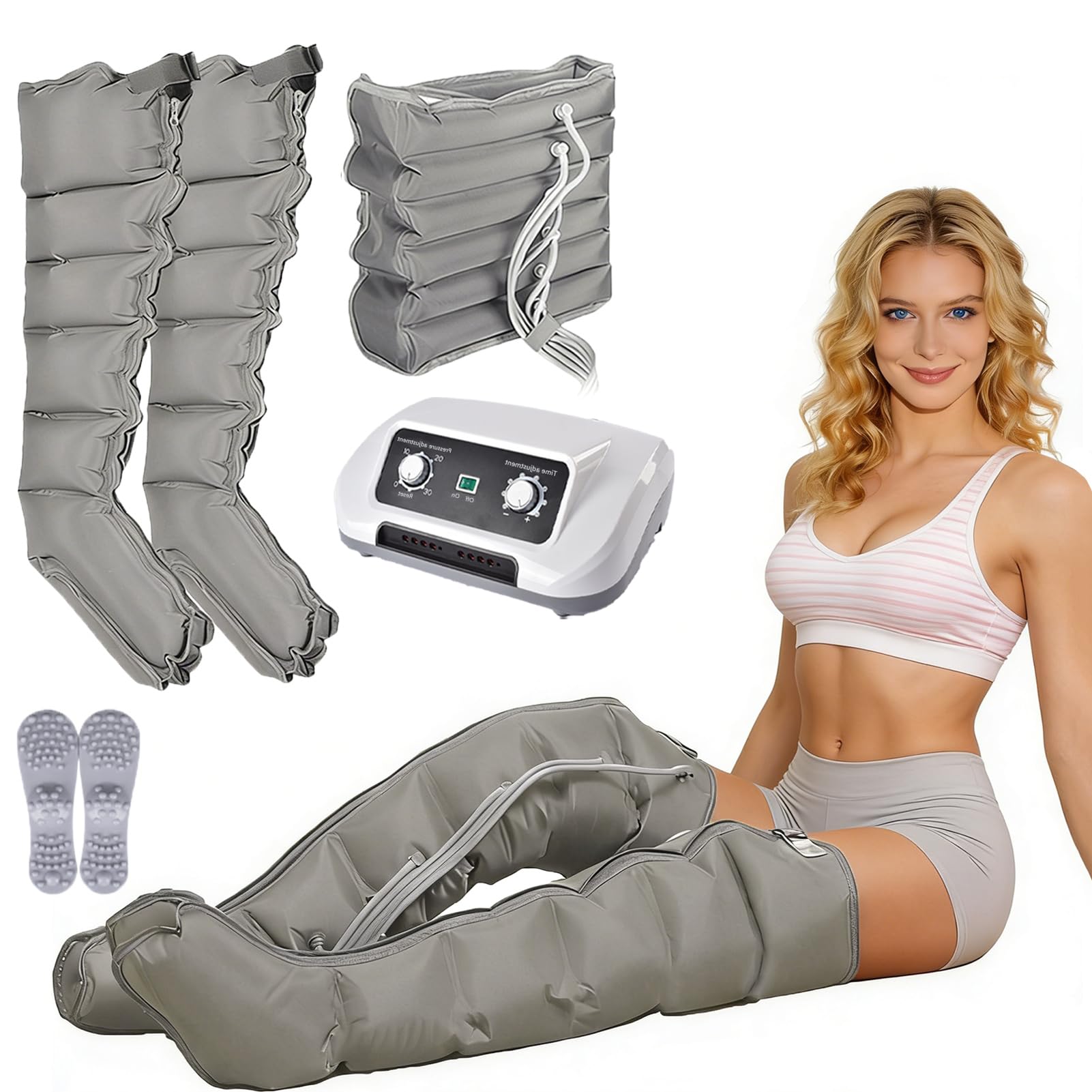 Dispositivo di drenaggio linfatico Gambe Per Lipedema - Dispositivo di drenaggio linfatico Massaggiatore Gamba Recovery Boots - Con massaggio al polpaccio e corpo intero - Facile regolazione e
