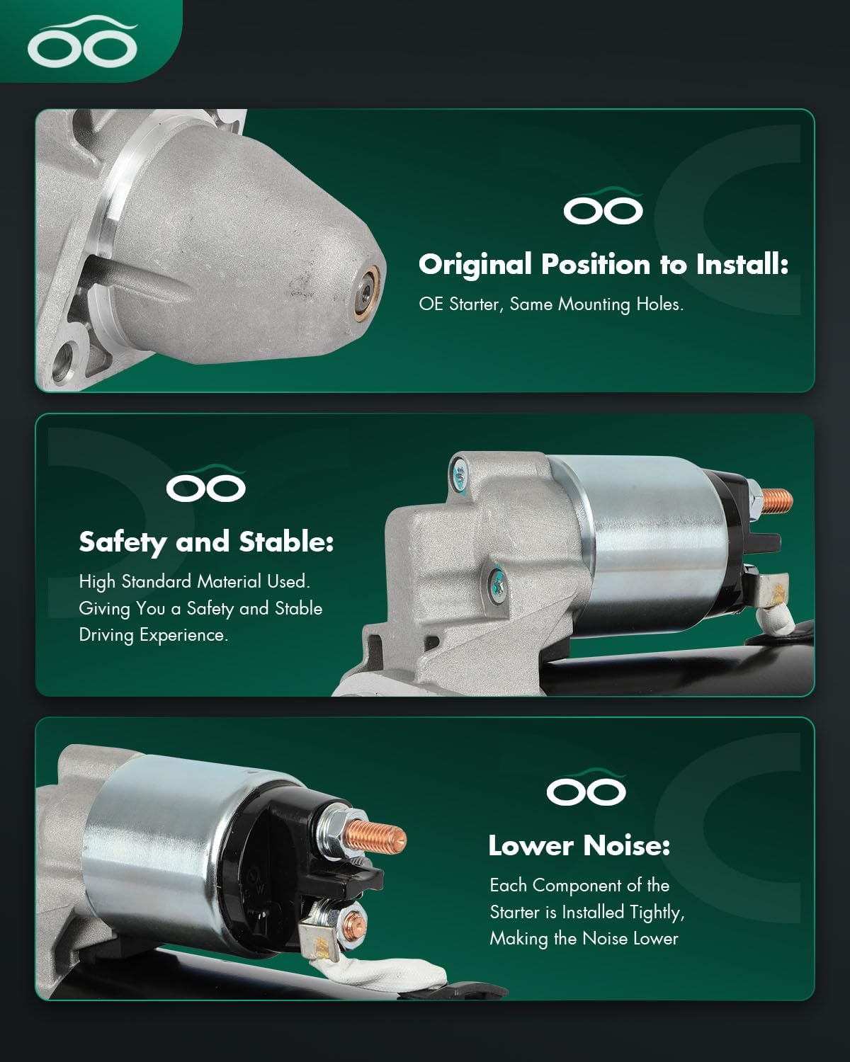 SCITOO Starter Motor 19216 Compatible for Porsche Cayenne 2011-2018 V8 4.8L V6 3.6L Macan 2015-2018 V6 3.0L 3.6L 948-604-214-00 12V 1.8KW 10 Teeth CW
