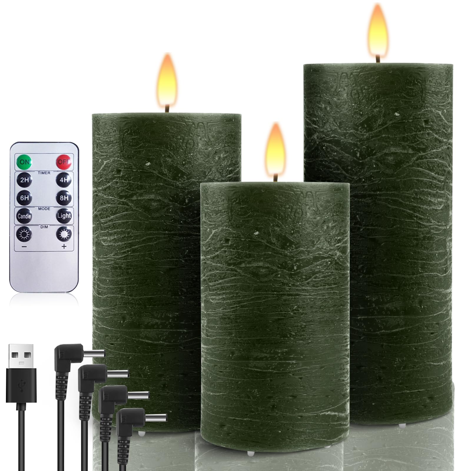 AnnSpa LED Candles 3 Set USB Rechargeable with Remote and Timers, Electric Candle, Led Candle with Remote Control
