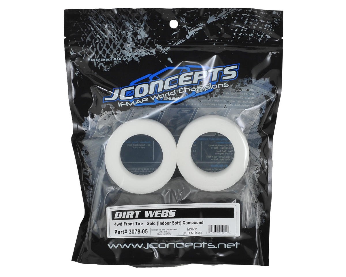 J Concepts 307805 Dirt Webs Tires, Gold Compound Fits 2.4WD Front Wheel