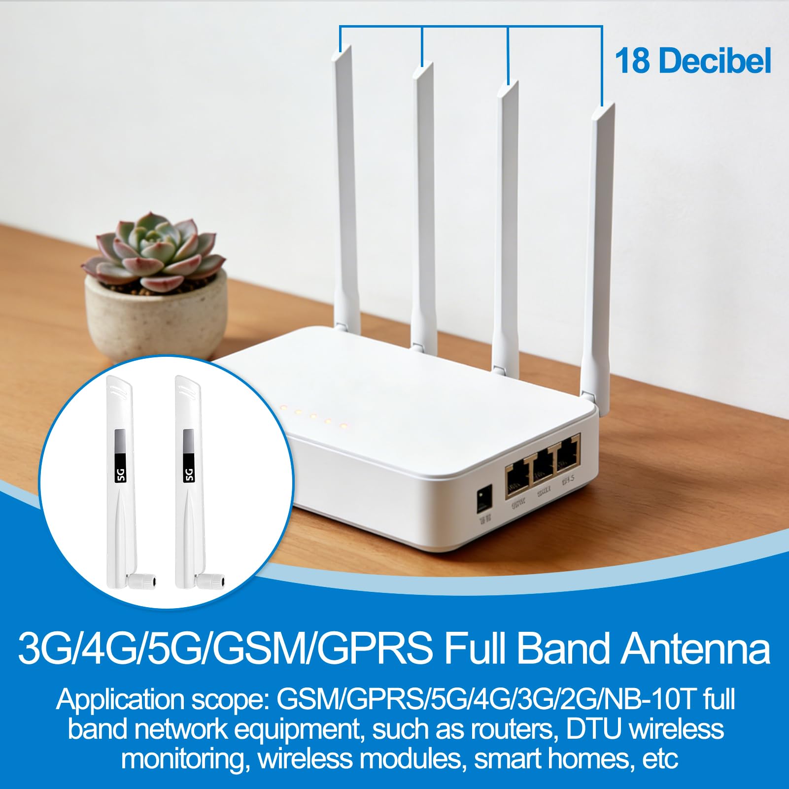 Antena 5G LTE Omni-Directional Antenna, 18DBI Amplificador de Señal WiFi Alta Ganancia, 600-6000MHz para Routers Inalámbricos,PCI,Monitores de Cámara,Extensores