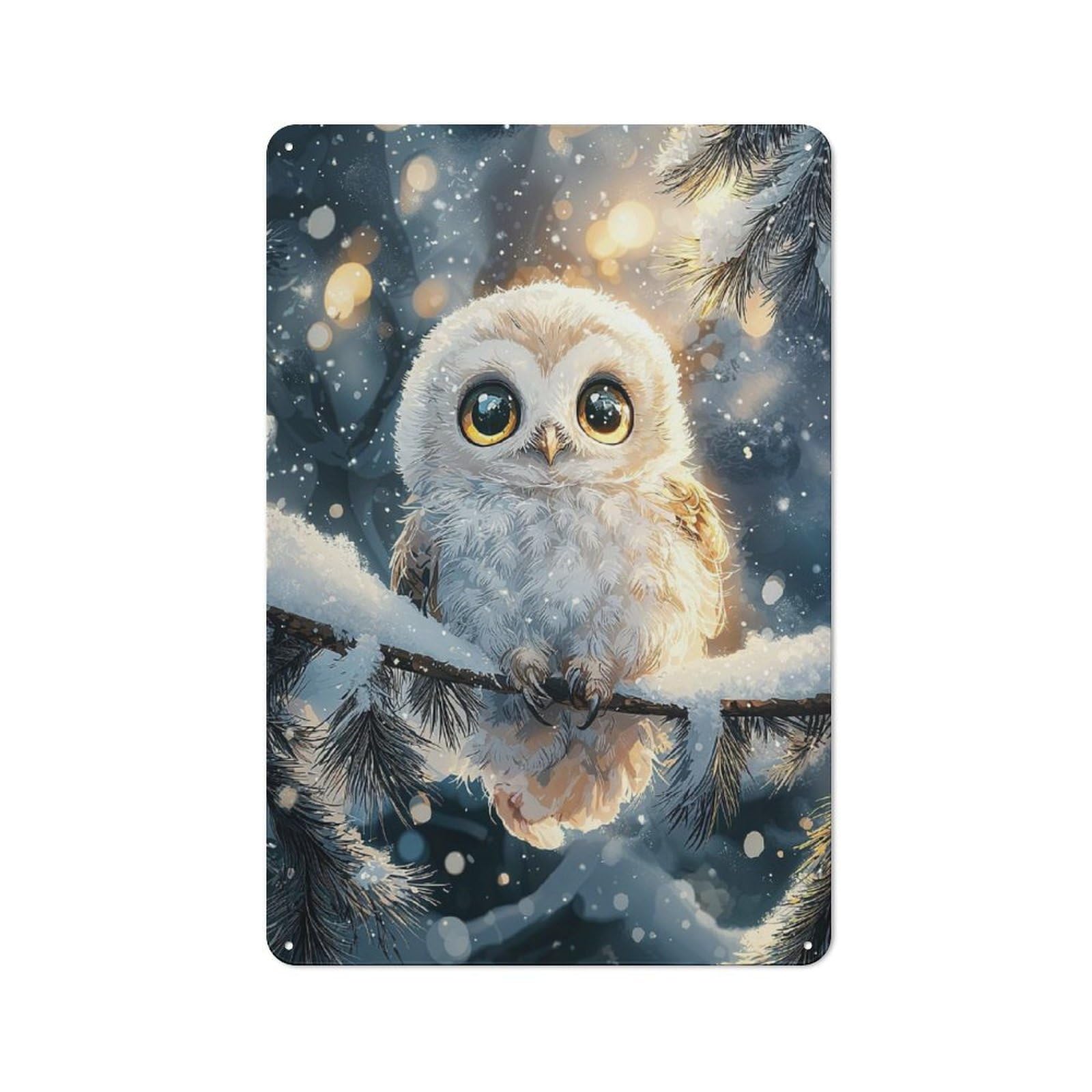 Industrial Snowy Owl Portrait Retro Metal Sign 30x20cm, Shed Wall Plaque for Garage, Workshop, Shed Or Utility Room