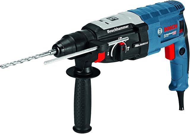 Bosch Professional Corded Rotary Hammer Drill with SDS Plus GBH 2-28 (240V, 880W, incl. Auxiliary handle, Depth stop 210 mm, Machine cloth, in L-BOXX 136)