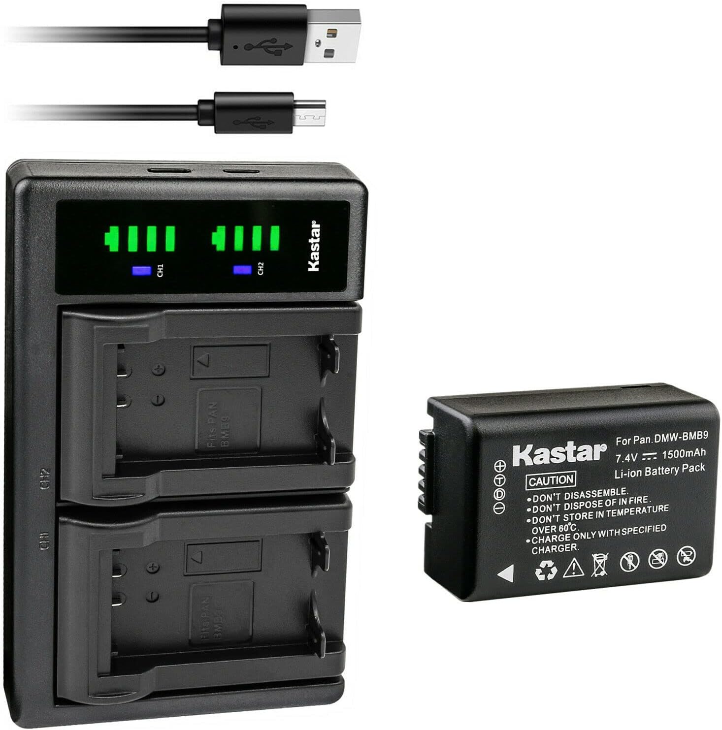 Kastar 1-Pack DMW-BMB9 Battery and LTD2 USB Charger Compatible with Panasonic Lumix DMC-FZ70, Lumix DMC-FZ72, Lumix DMC-FZ100, Lumix DMC-FZ150, Lumix DC-FZ80, Lumix DC-FZ85 Camera