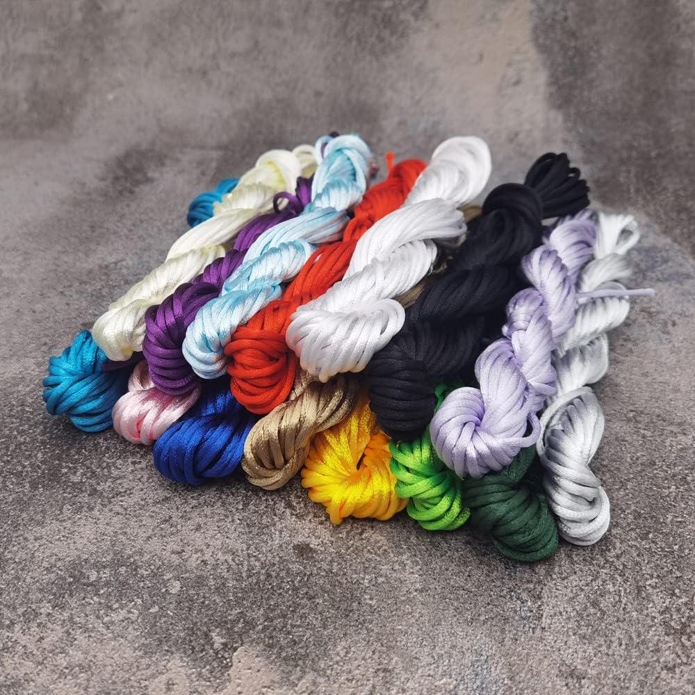 INSPIRELLE 2.5mm 15 Colors Satin Cord Rattail Silk Cord Chinese Knot Thread for Jewelry Making, 10 Yards Each Color - Image 3