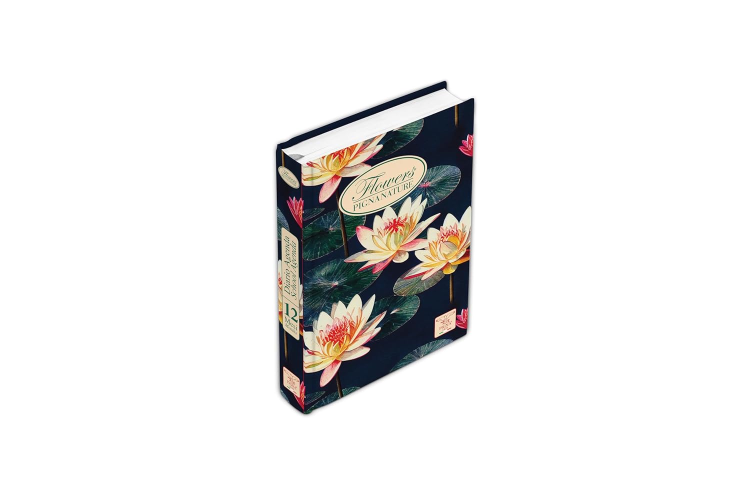 Pigna, School Calendar 12 Months Natural Flowers, 320 Pages, Padded Hard Cover, Format 13.2 x 18.3 cm, Personal Diary, Free Date, Theme Water Lily, Pack 1