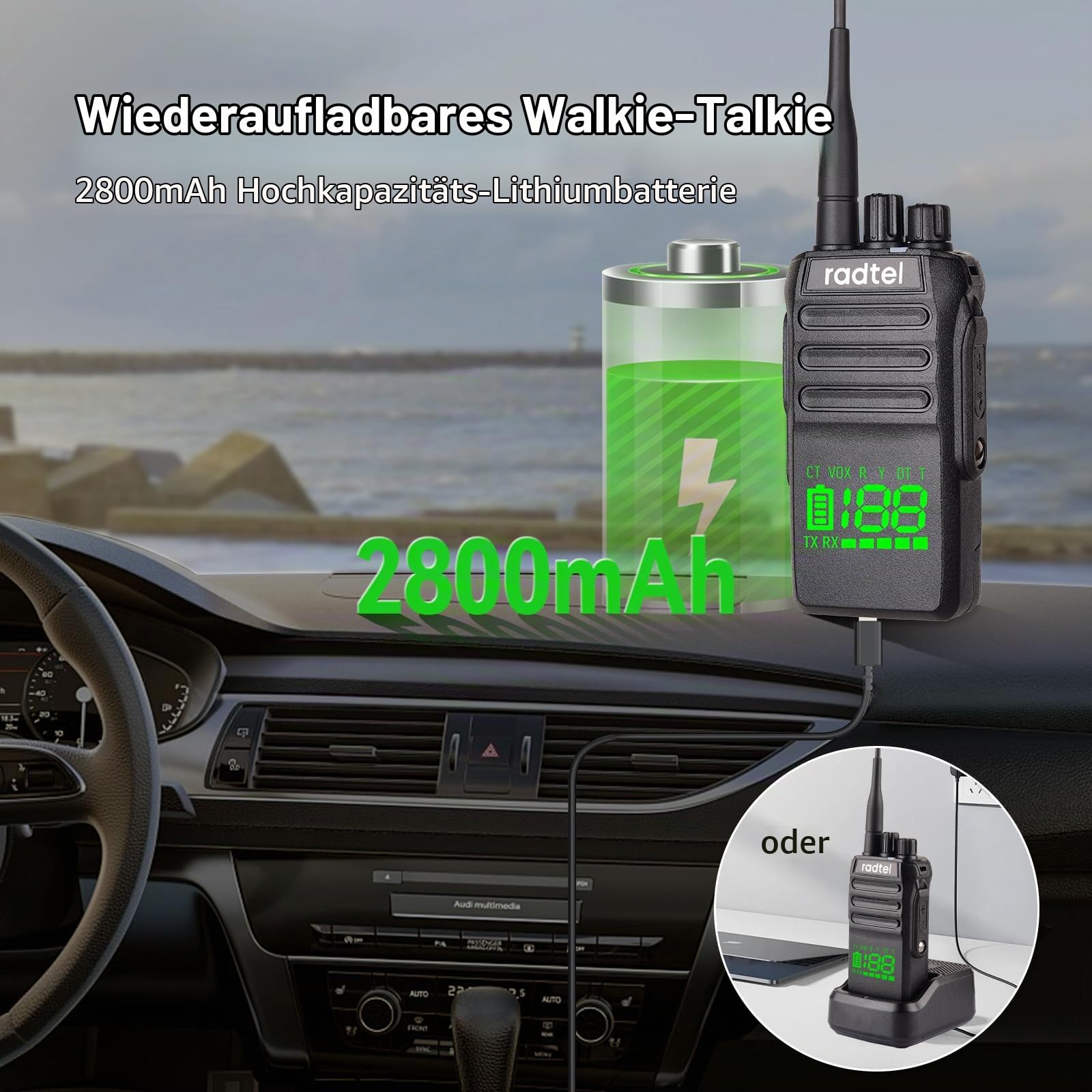 Radtel RT-493 IP67 wasserdichtes Funkgerät Handheld 10W Long Range Zwei Way Radio für Erwachsene, Walkie Talkie 430-440 Scannen